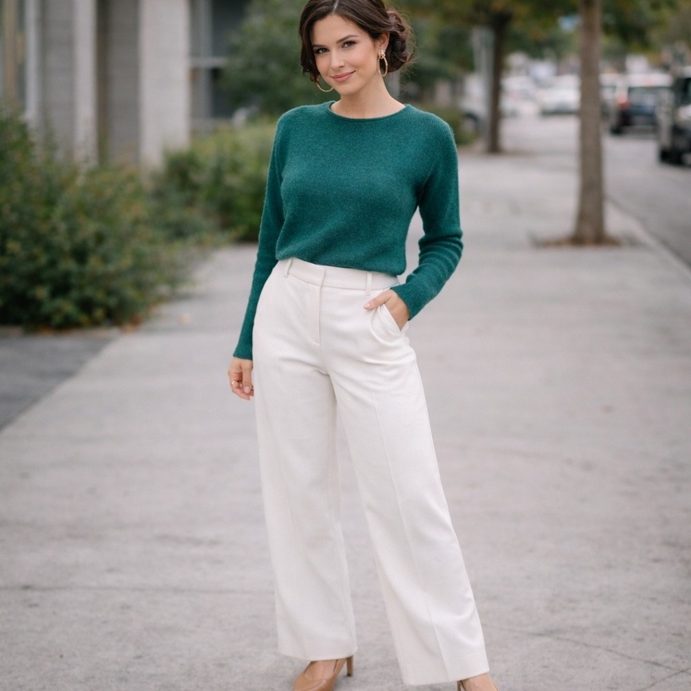 La Maille SEZANE Green Super Kid Mohair Alpaca Button Back Sweater Top M‎